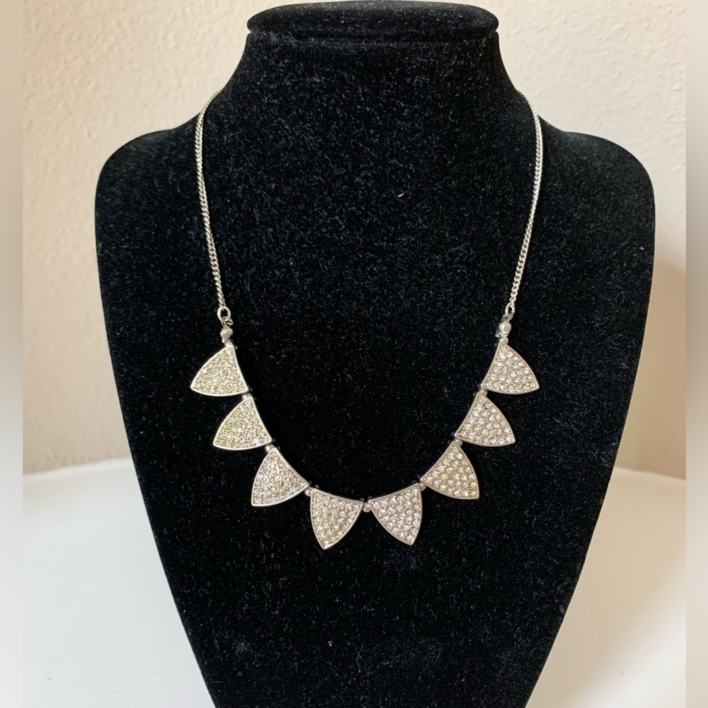 Forever 21 Art Deco Silver Tone Choker Rhinestone Necklace
